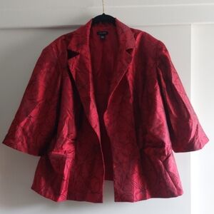 Vintage LE BOS Women's Open Front Blazer Jacket Red-Black Art To Wear 24W